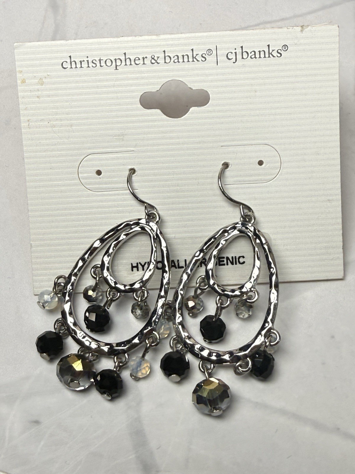 Christopher & Banks NWT Stretch Bracelet & 2 Sets of Earrings Blues/Blacks