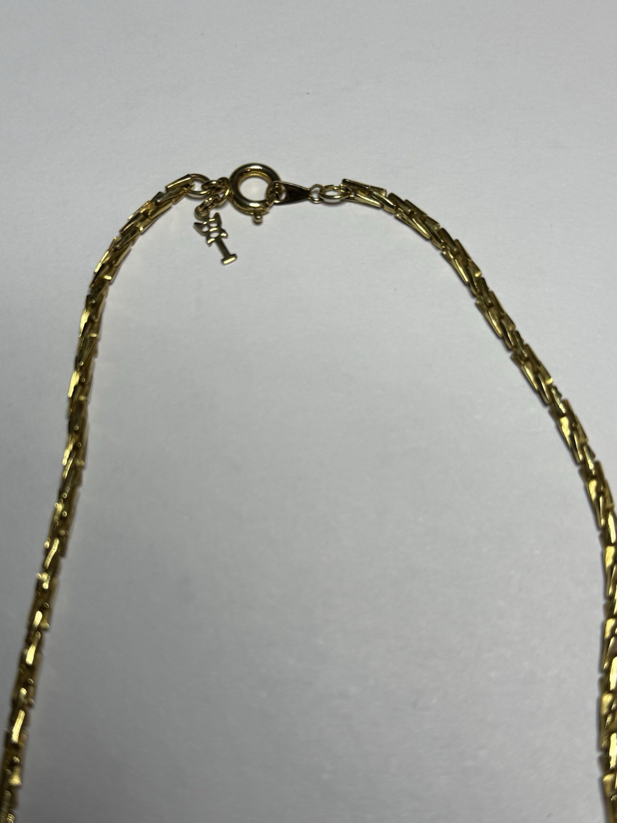 Vintage Crown Trifari Necklace 1950s Gold Tone Enamel Geometric Bib Collar MCM