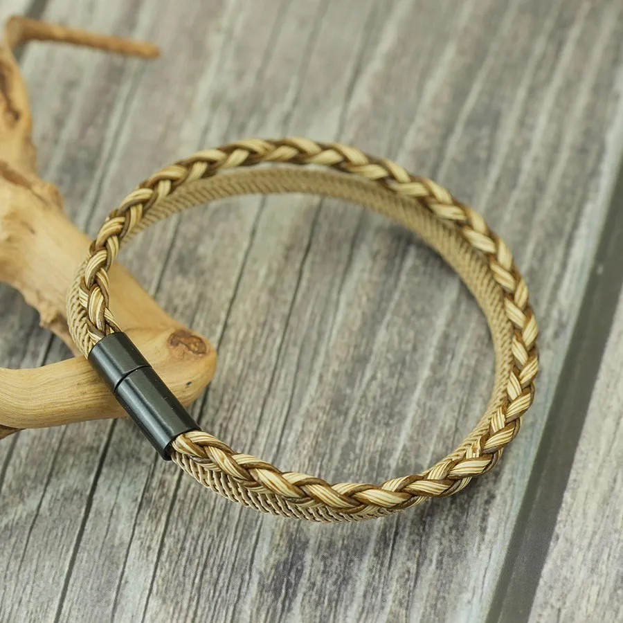 Premium Handmade Braided Man Bracelet Detachable Bilayer Leather Milan String
