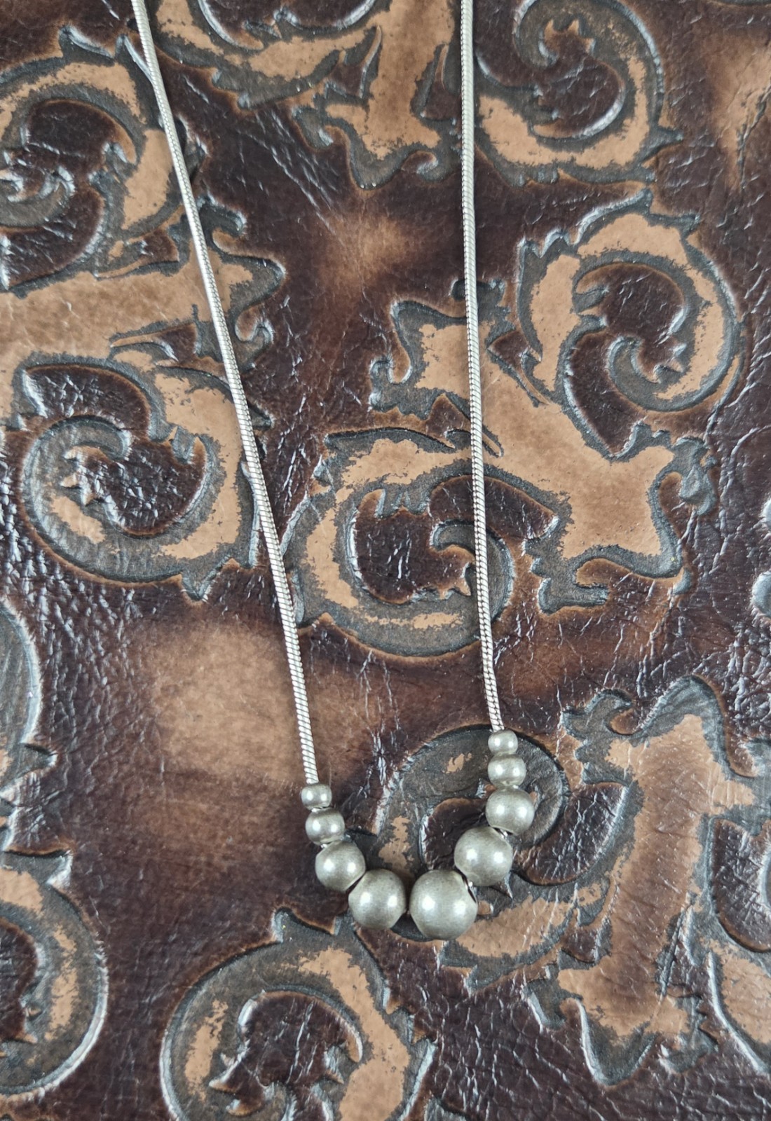 Graduated Ball Necklace 925 Sterling Silver On 19 1/2″ snake chain 9X Ball Beads