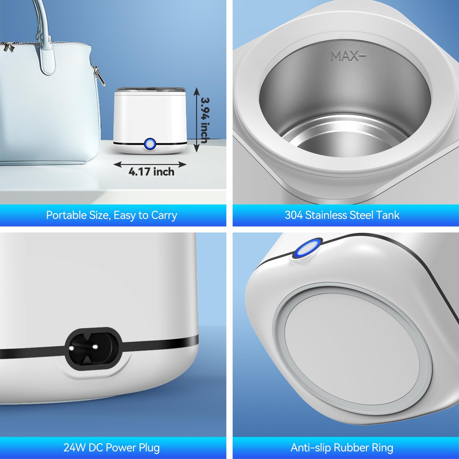 Ultrasonic Retainer Cleaner, 48kHz 7.8OZ Dental Cleaning Pod