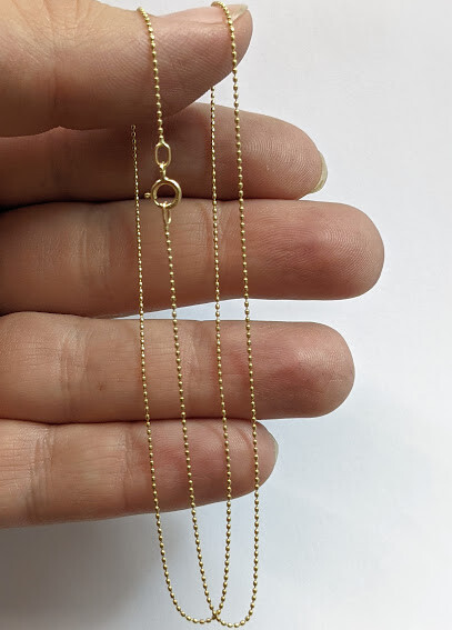 10K Yellow Gold delicate bead Chain Necklace 18 inches