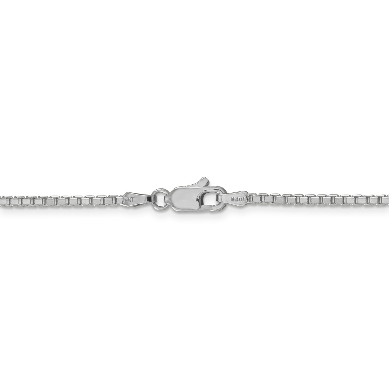 14k White Gold 1.9mm Solid Plain Box Link Chain w/ Lobster Clasp 16″ – 30″