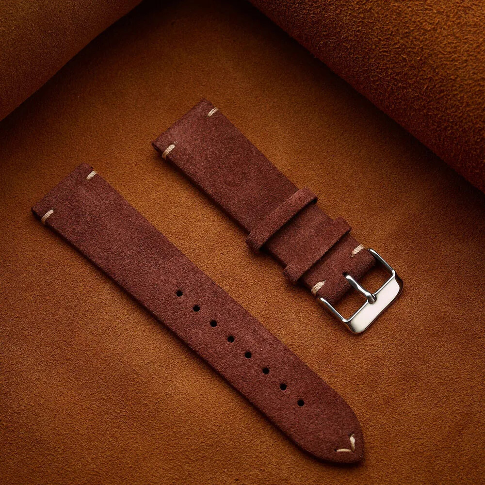 Vintage Matte Velvet Genuine Leather Strap 14 16 18mm 20mm 22mm Watch Band Belt