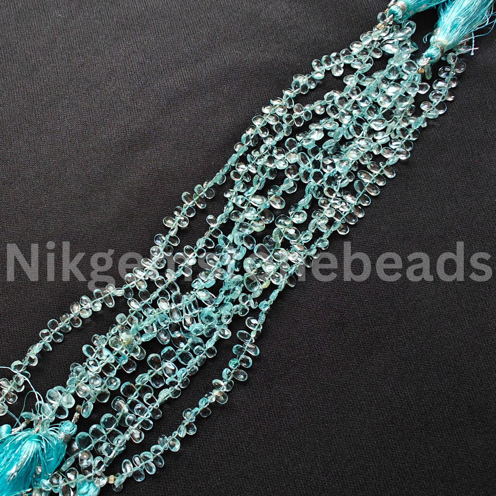 Natural Swiss Blue Topaz Beads, Briolette Faceted Pear Cut Stone, 5.25-6.25 MM.