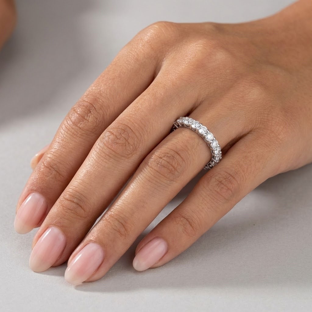 Eternity Wedding Ring 14K Gold Classic 2.50 Carat Round Lab-Grown Diamond E VVS2