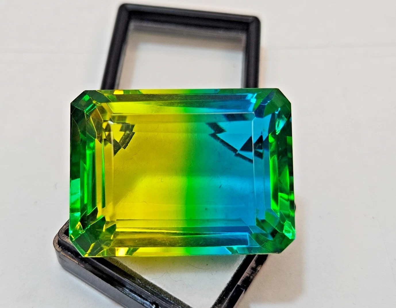 Bi-Colour Emerald Cut 105+ Ct Natural Tourmaline Certified Loose Gemstone