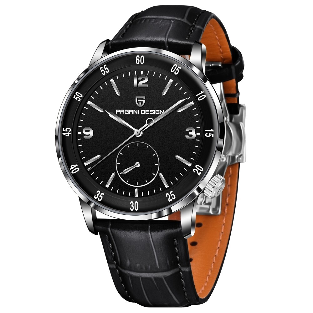 Men Automatic Mechanical Watch Large Dial Leather Sapphire Glass 100M Waterproof