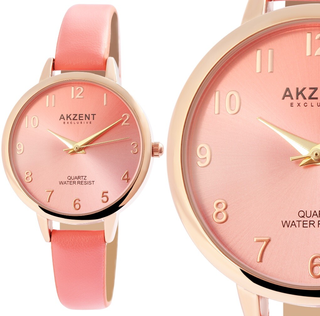 Chic Ladies’ Watch Wristwatch Rose Rose Gold Faux Leather Strap 190/233 Accent