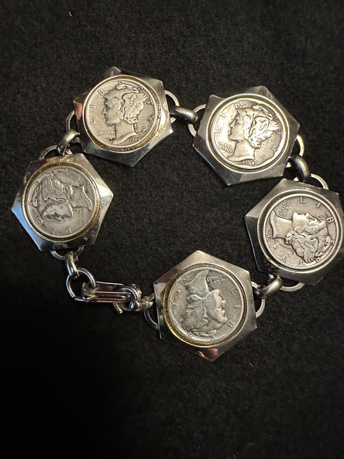 6 1/2 Inch Bracelet Vintage Dimes 1941 to 1945