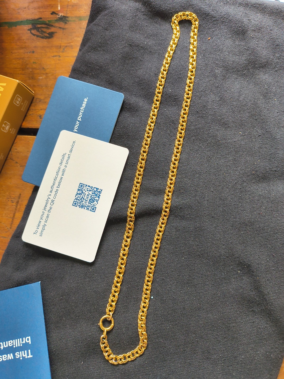 18k Solid Yellow Gold Chain Necklace 21 Inches Long 5mm Width