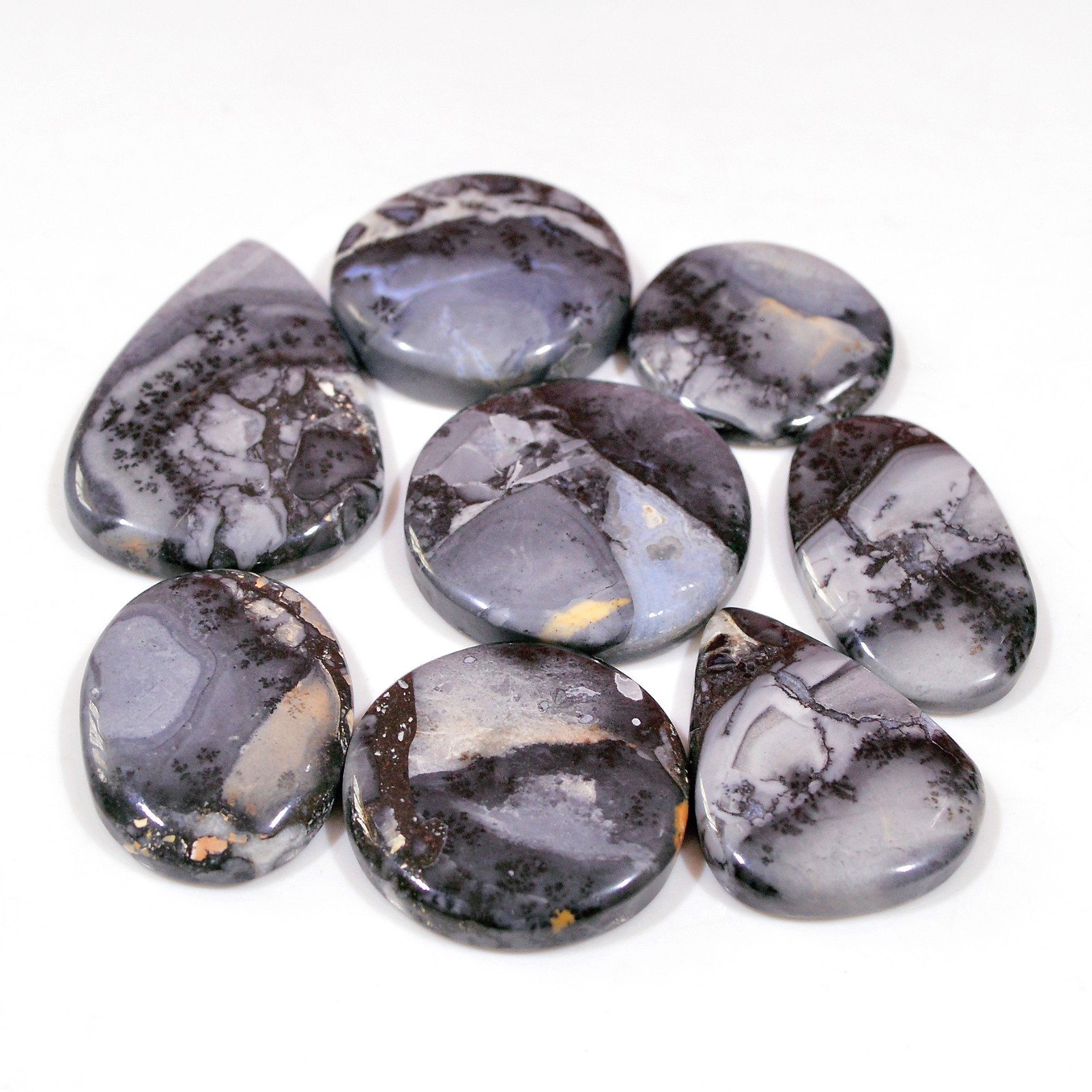 8 Pcs 289 Cts Natural Maligano Jasper Cabochon Gemstone Lot 39×25 21x21mm #18447