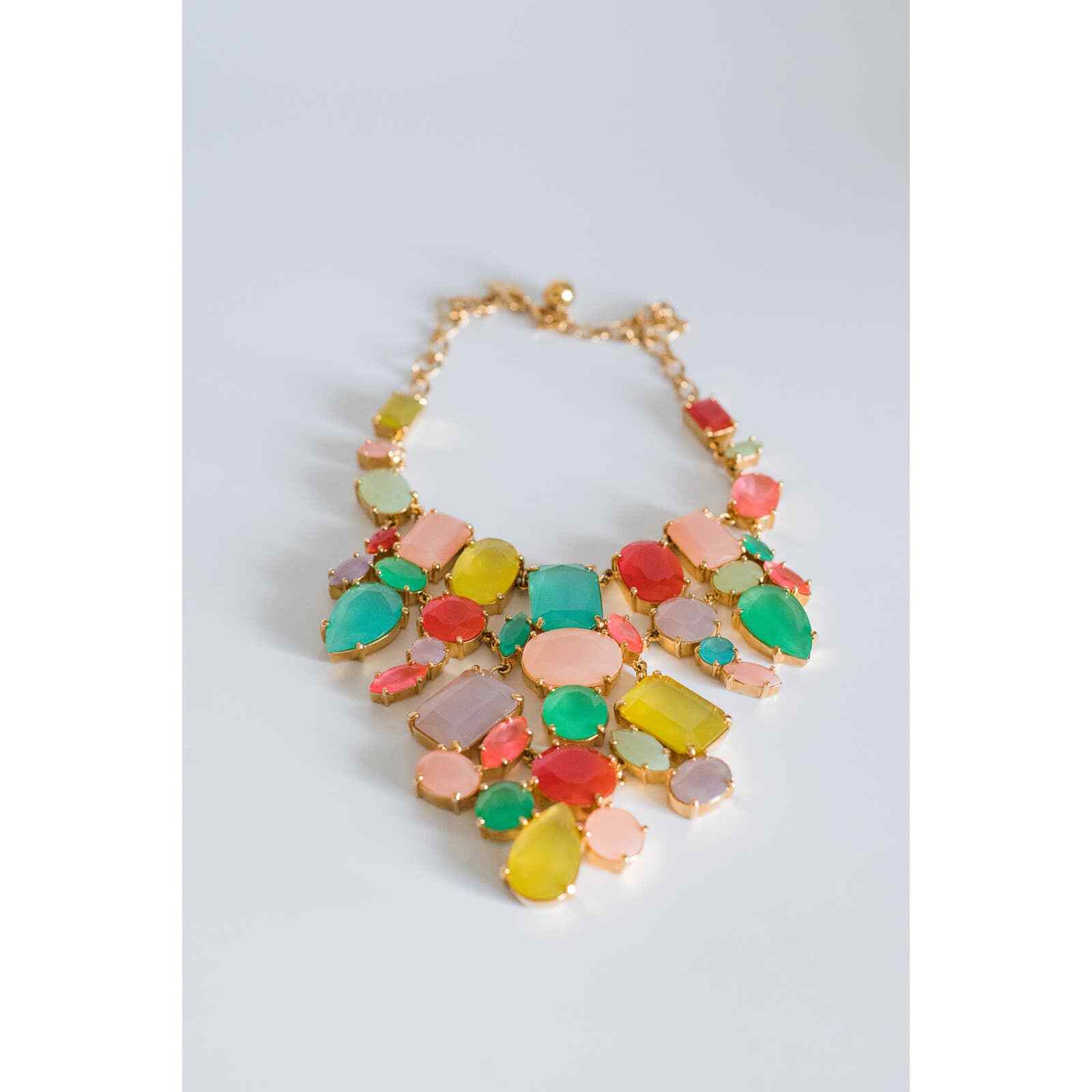 Preowned Kate Spade Gumdrop Gem Statement Bib Necklace 12K Gold Plated Metal