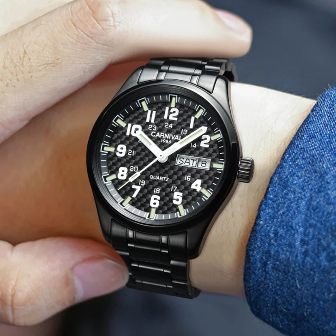 CARNIVAL Luxury Men’s Quartz Watch Luminous 3Bar Waterproof Stainless Steel