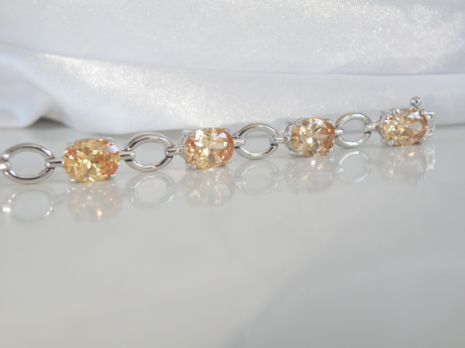 Ross Simons Sterling Silver 925 Gemstone Tennis Station Bracelet Fits 7″