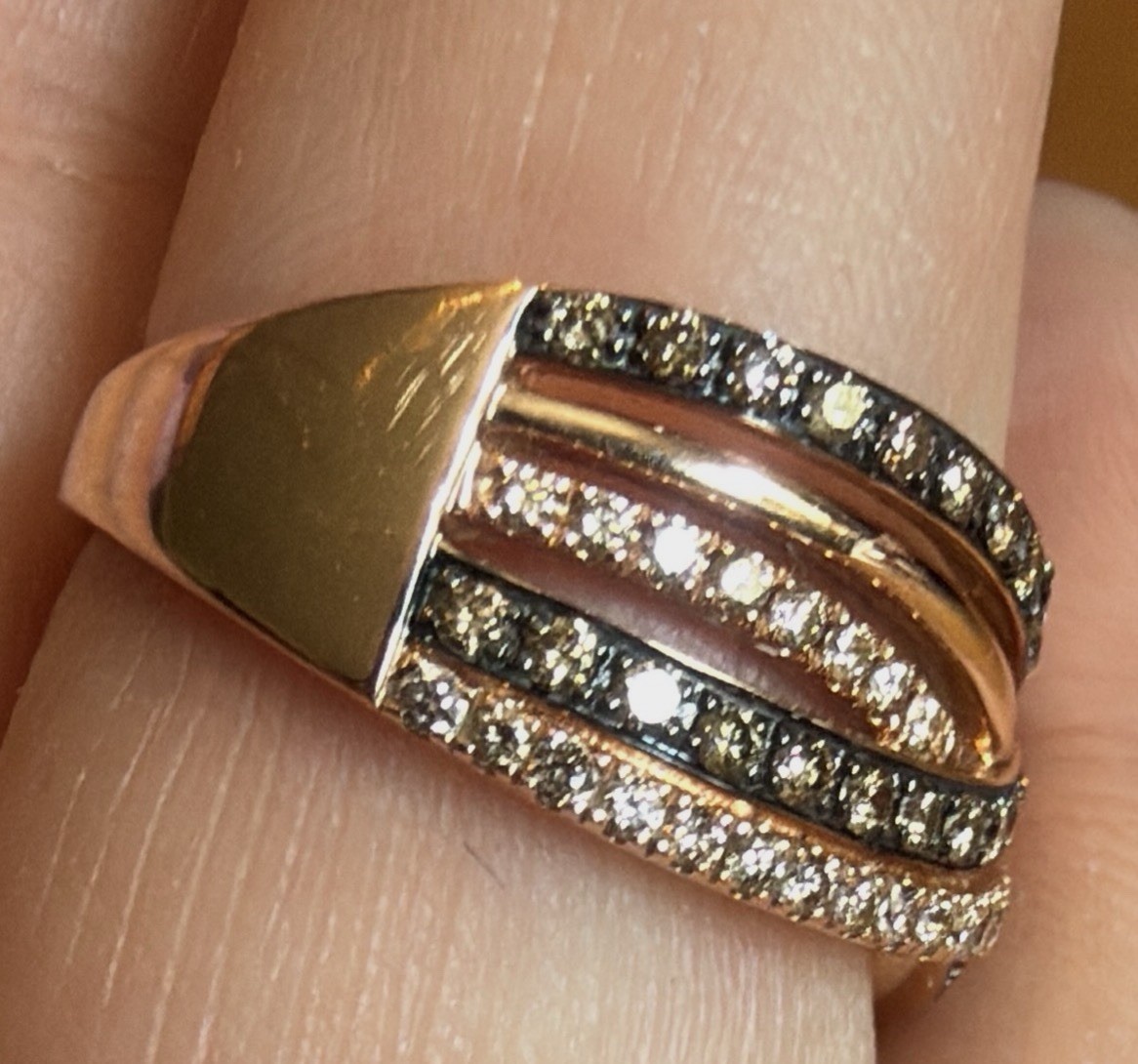 Le Vian Chocolate / White Diamond Ring 5/8 ct tw Round-cut 14K Strawberry Gold 6