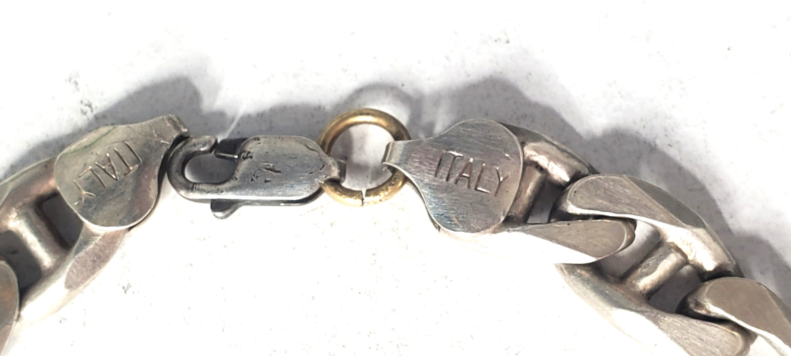Vtg Sterling Silver HEAVY Special Mariner Figaro Chain Bracelet Lot 8-1/2″
