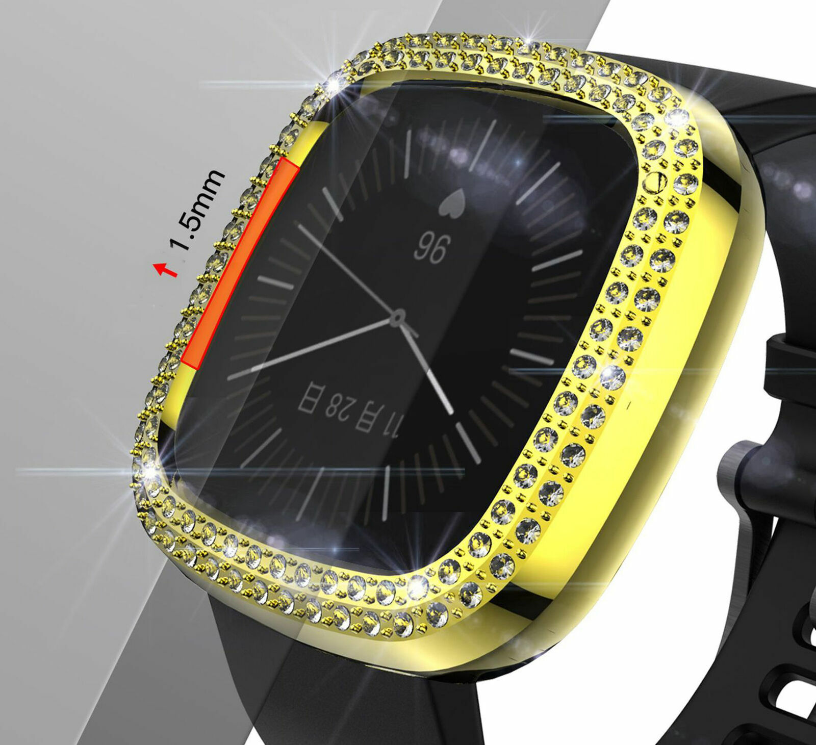 For Fitbit Versa 3 4 Sense2 watch Bling Protector Case Cover Bumper Screen Frame