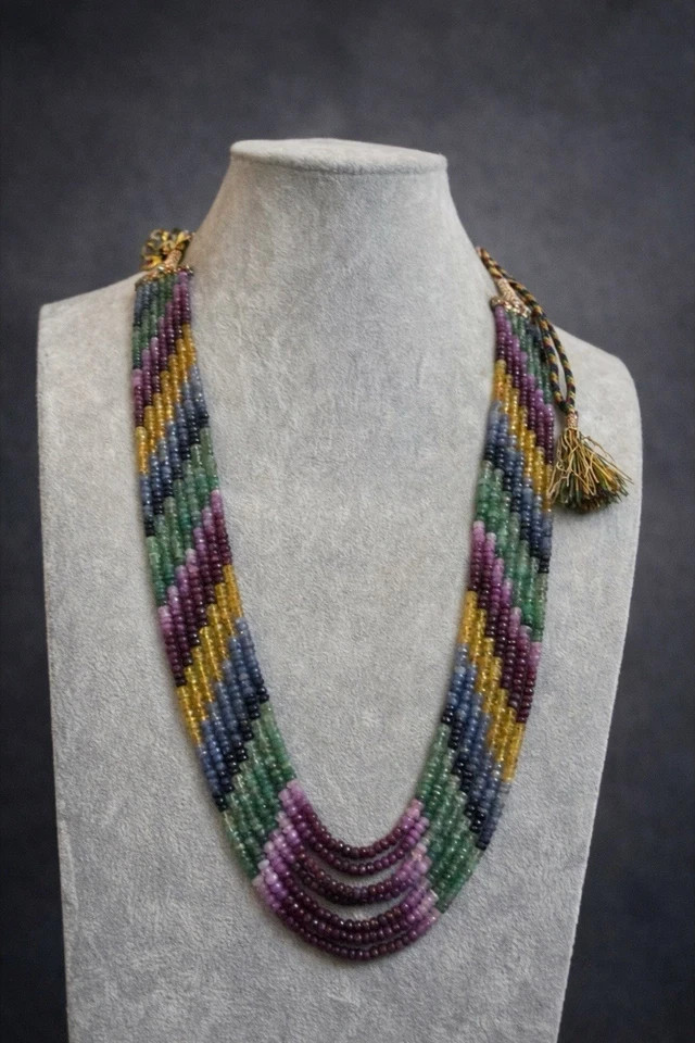 16-18″INCH MULTI SAPPHIRE RONDELLE FACETED 4-4.5MM GEMSTONE BEADS 1 NECKLACE