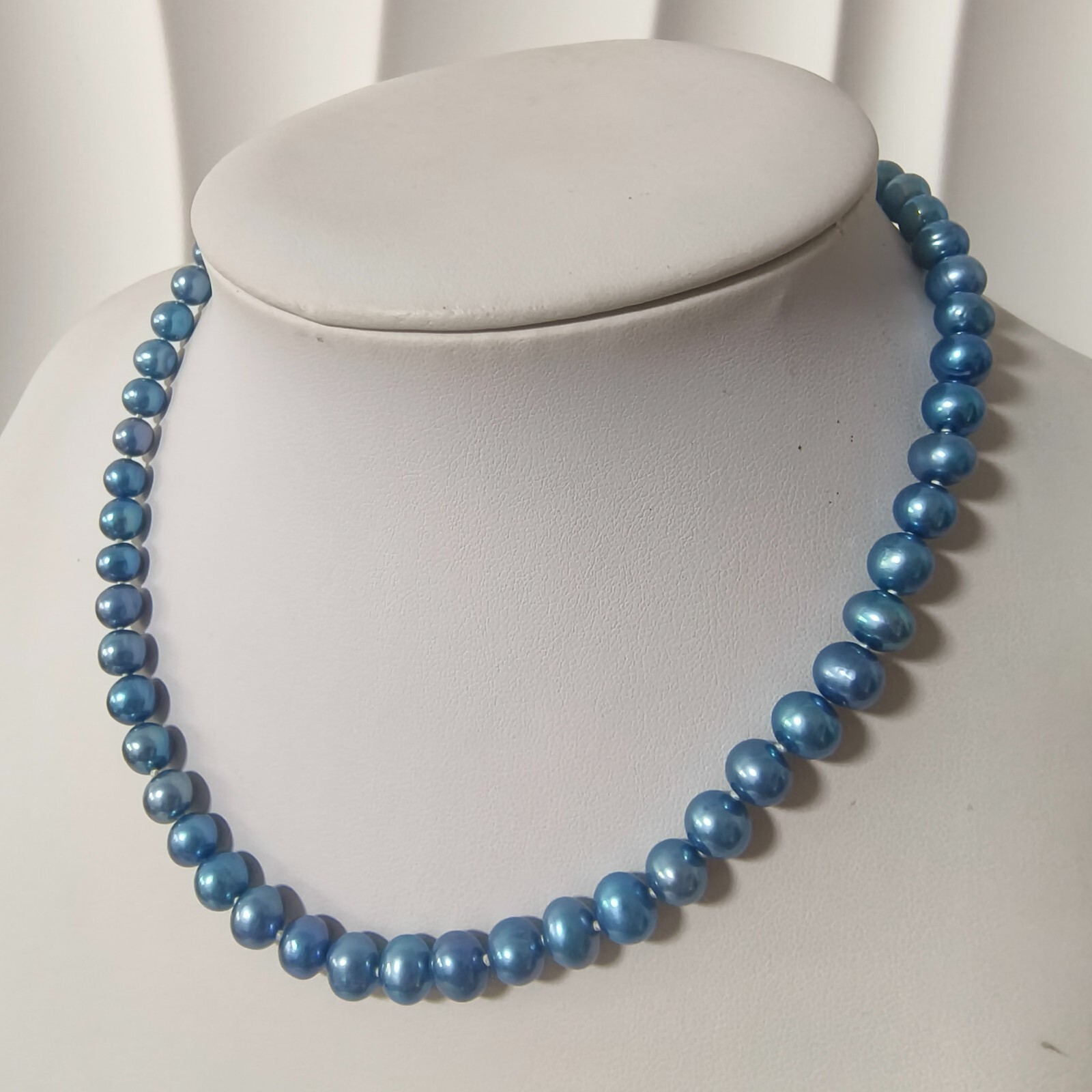 17-19″ 6-8mm Blue AA Freshwater Pearl Necklace Strand Jewelry