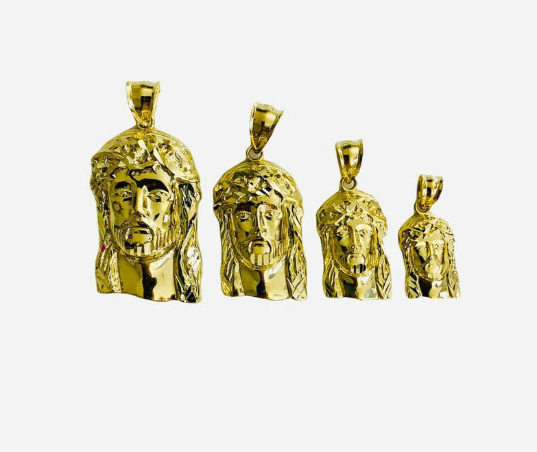 10K Solid Gold Jesus Face Pendant, 10k Real Gold Jesus Christ Pendant – GP102
