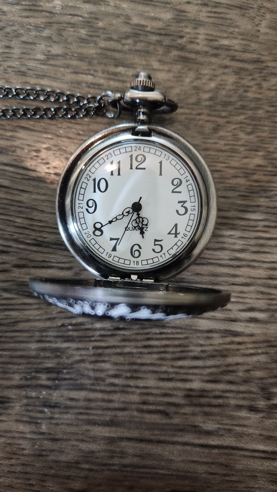Native American Indian Chief Pocket Watch +Chain Enamel Brass Tone • New Battery