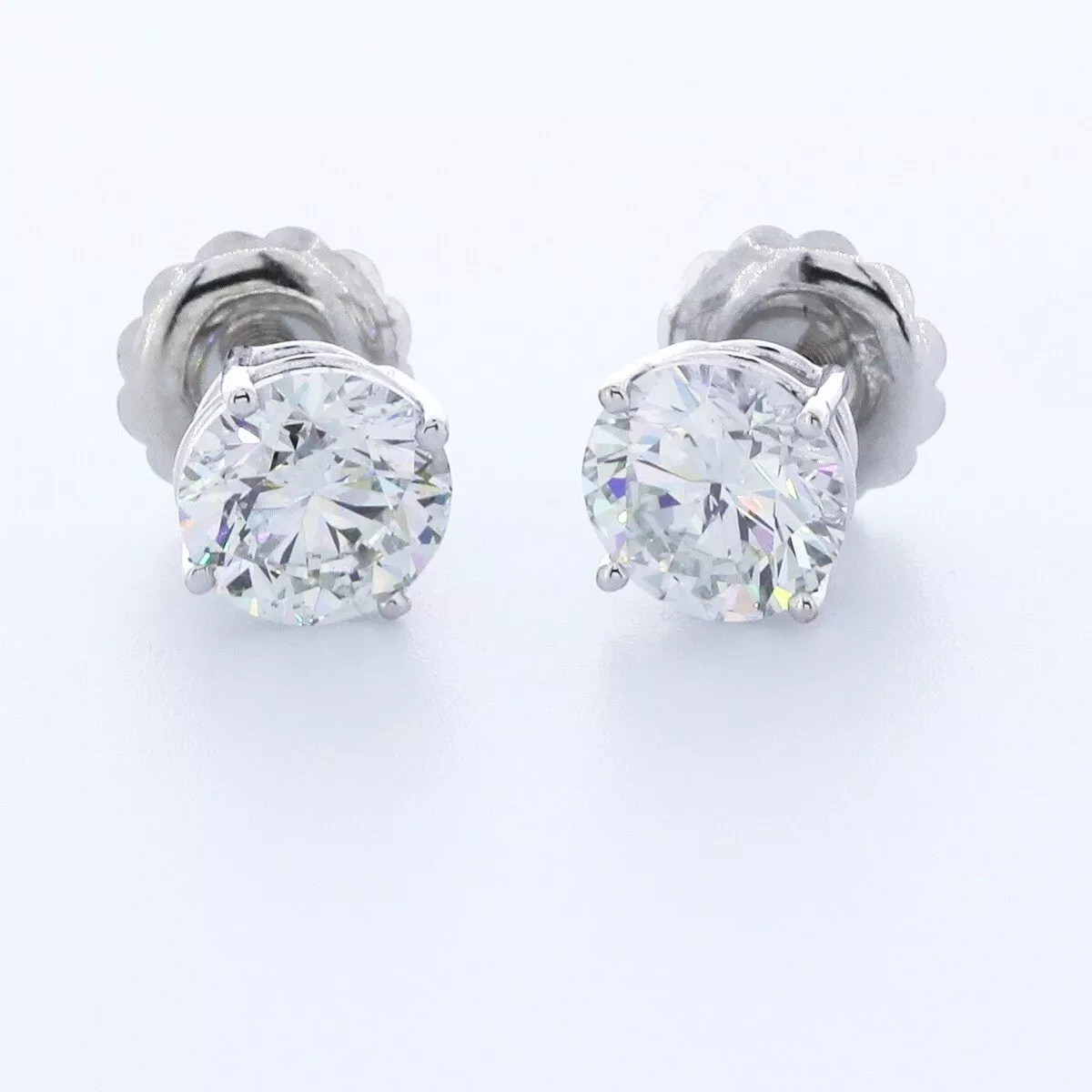 Stud Earrings Classic Solid 14K White Gold 6.01 CT Round Natural Diamond G SI1
