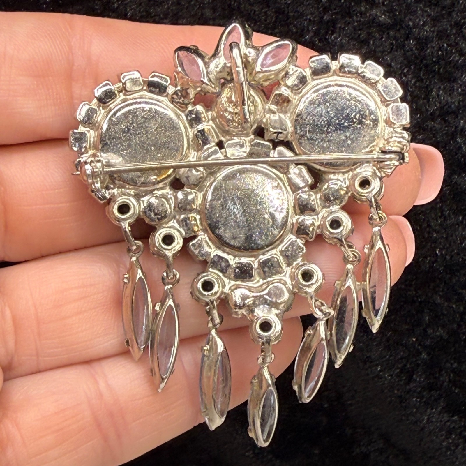 Vintage Juliana Brooch Blue Rivoli Stunning Chandelier Owl Eyes