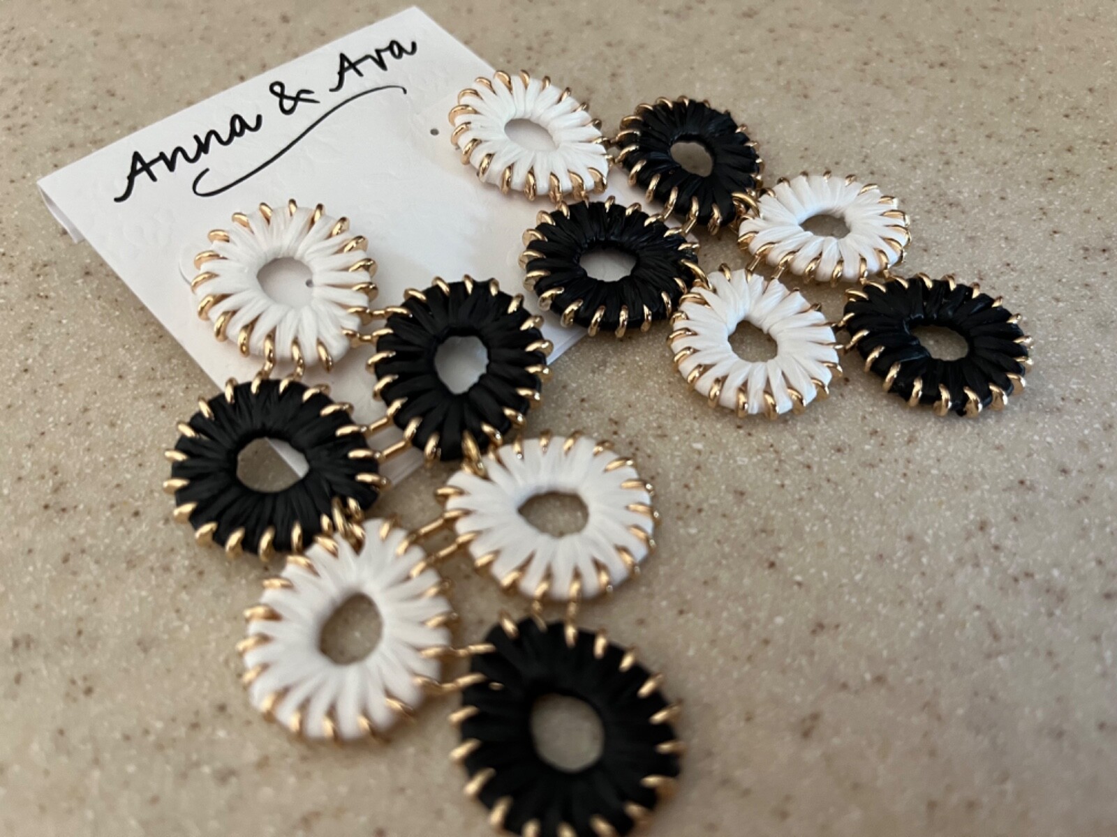 Anna & Ava Gold/Black & White Statement Drop Earrings