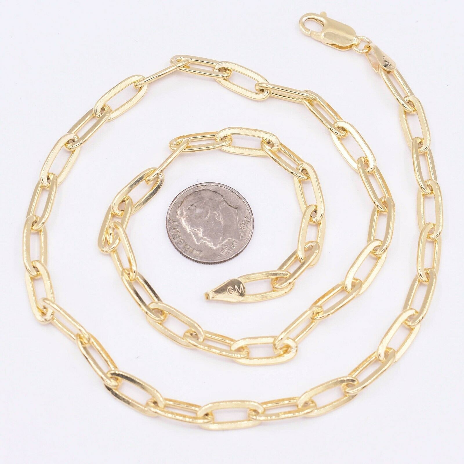 5.4mm Paperclip Chain Necklace 14K Yellow Gold-Plated Sterling Silver 925 20″
