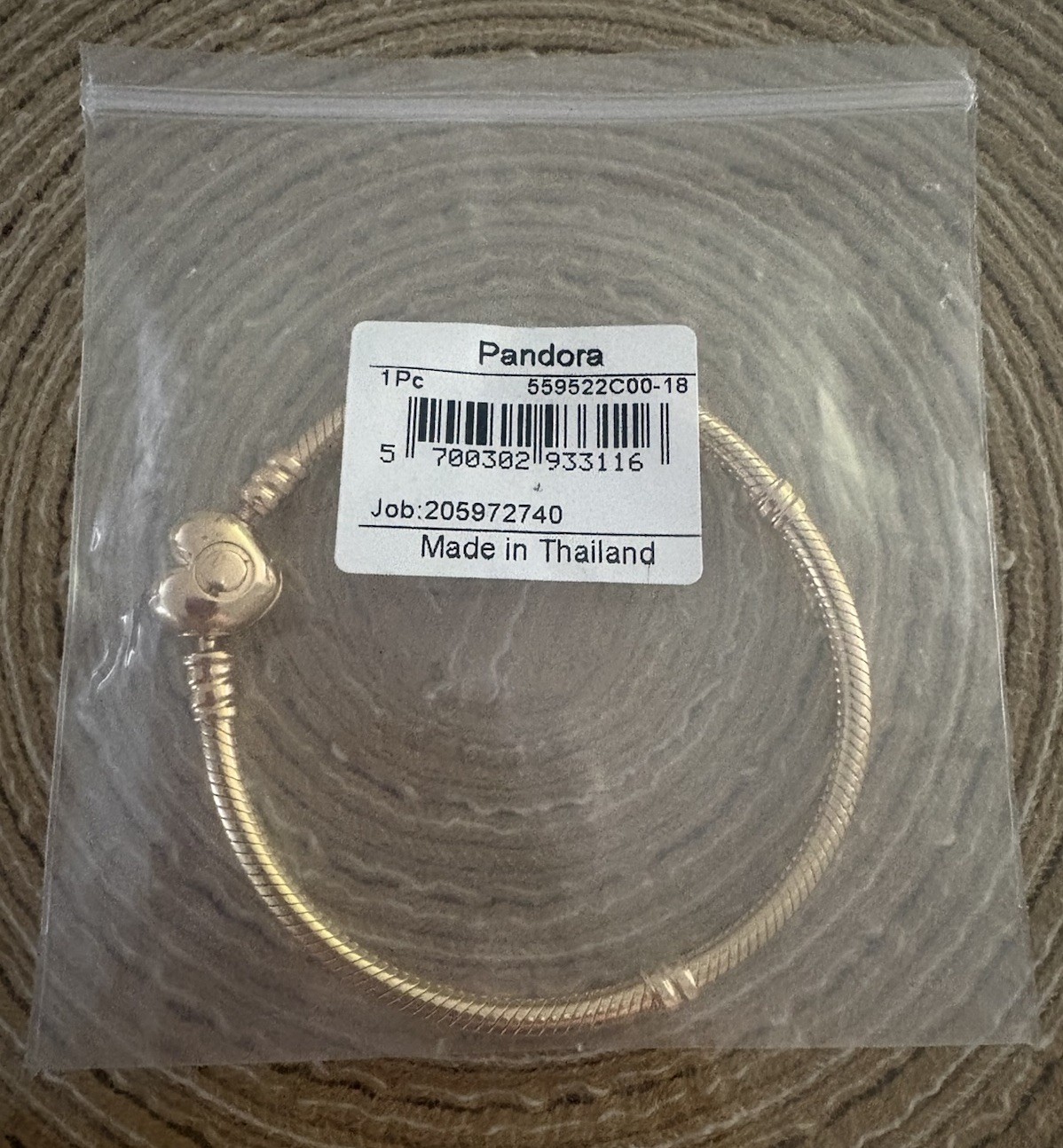 Pandora Moments Solid 14K Yellow Gold Heart Clasp Bracelet 559522C00 7.1 in 18cm
