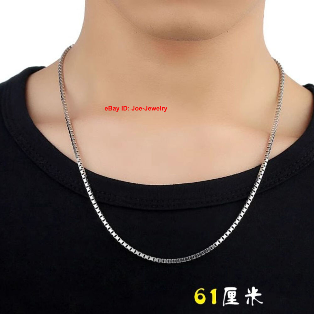 Solid 999 Fine Silver Necklace 3MM Box Link Women Men Chain 30-32g 28inch