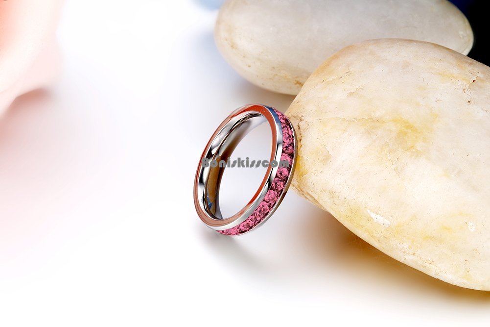 Stainless Steel Eternity Cubic Zirconia Cz Love Wedding Engagement Promise Ring