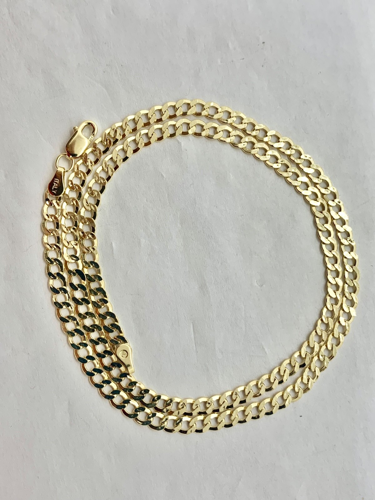 10K Yellow Gold Women’s/Men’s 3.5mm Cuban/Curb Link Chain Length 16″ to 24″