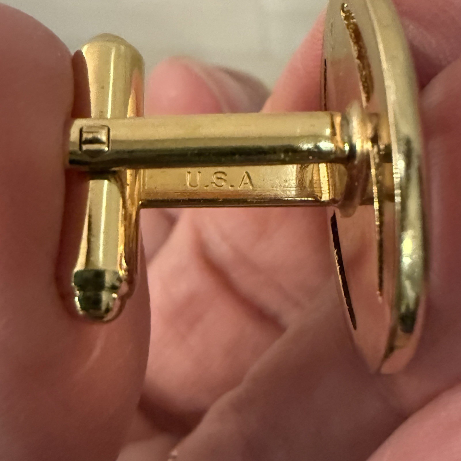 S Initial Monogram Cufflink USA Gold Preppy Business Casual Old Money