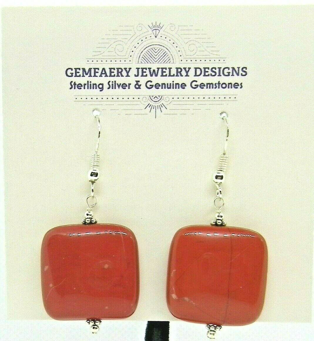 Sterling Silver Natural RED RIVER JASPER Dangle Earrings #6319…Handmade USA