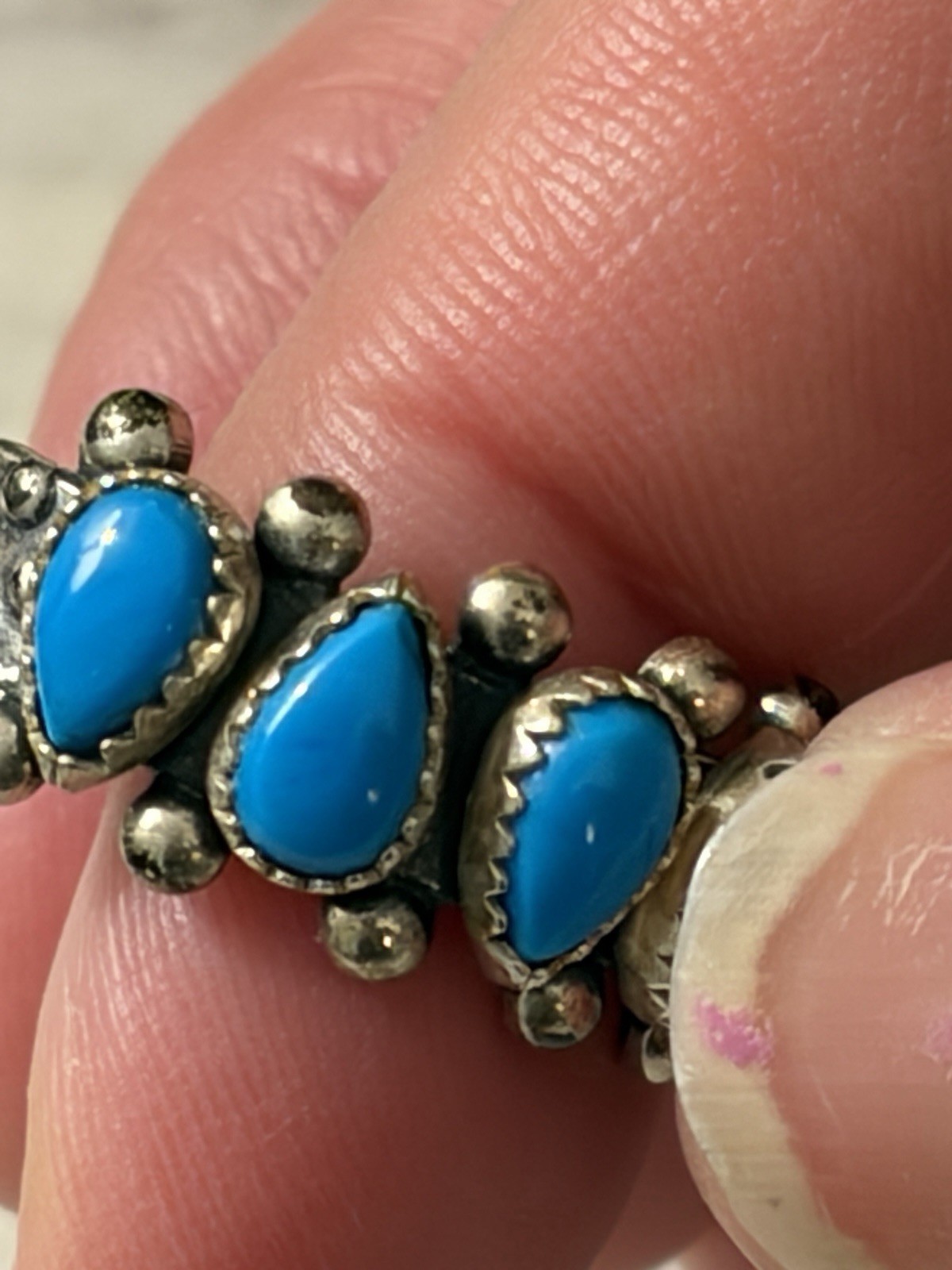 Vtg Wheeler Co. 4 Stone Turquoise Row Ring Sterling Silver 10.5 Boxed