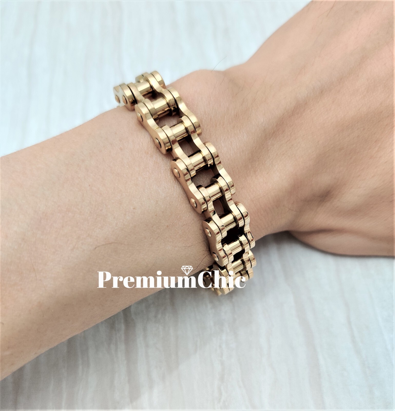 SOLID Stainless Steel Motorcycle Bike Chain Design Bracelet Men’s Jewelry 14MM