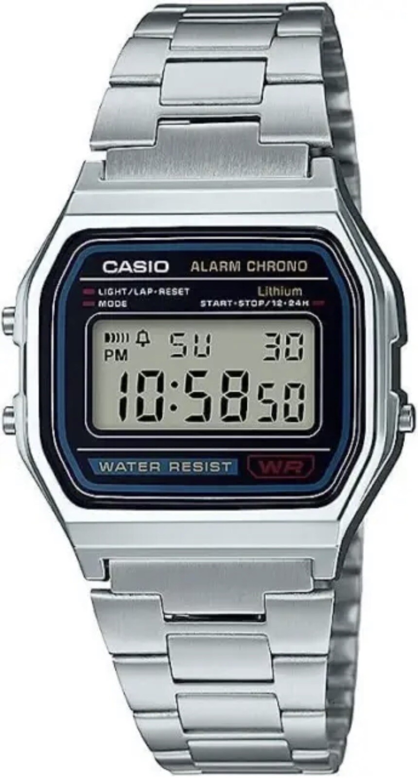 CASIO Men’s Watch A-158W Digital Silver Alarm Micro Light – NEW – Warranty