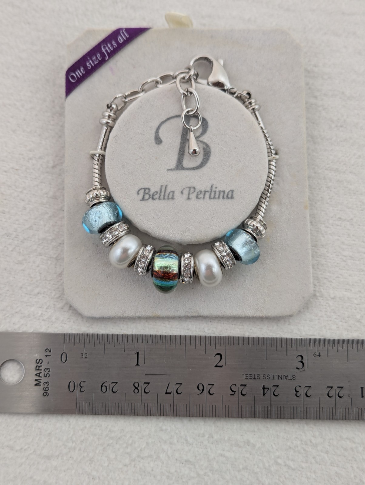 Bella Perlina Charm Bracelet Silver Tone 6-8″ Adjustable