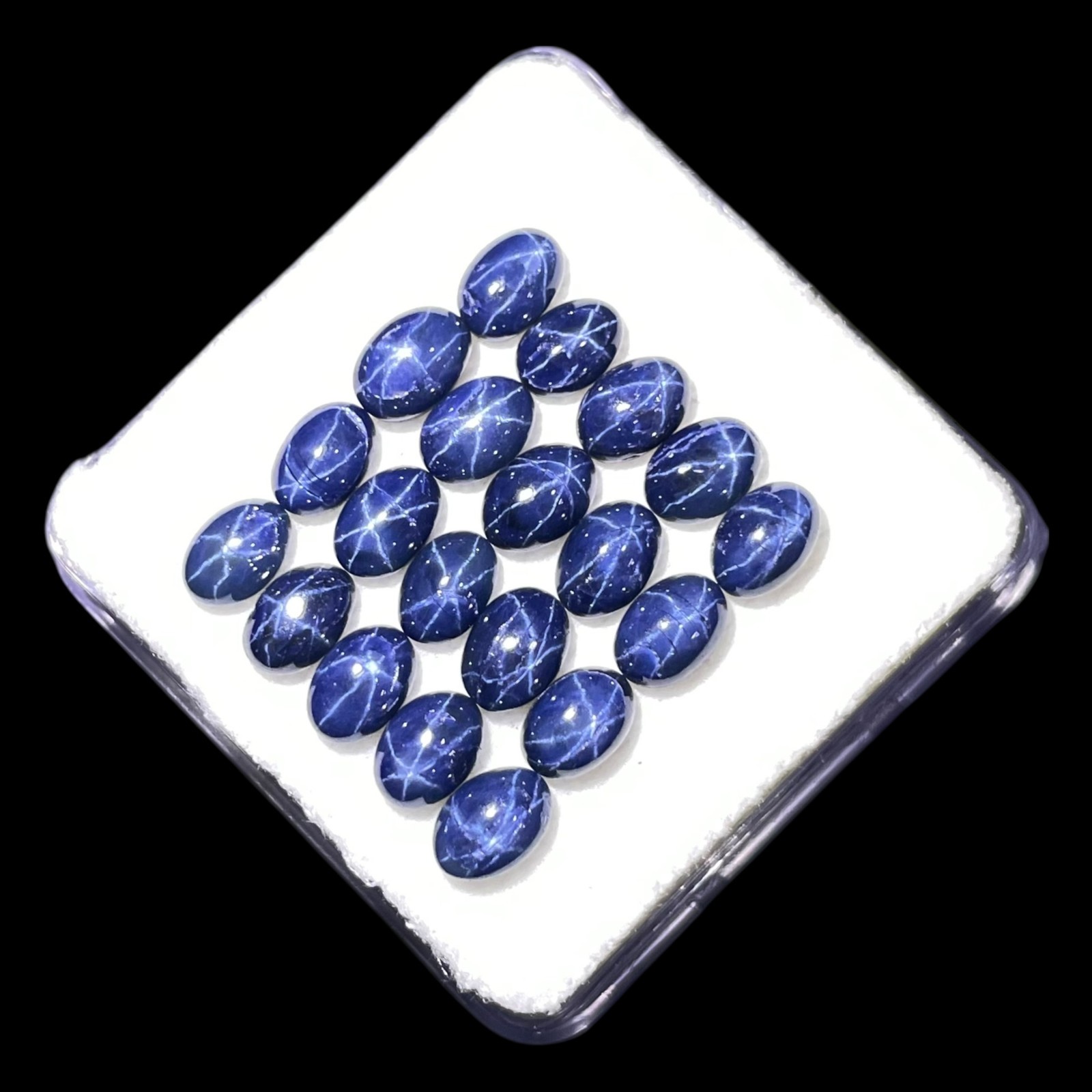 6 Pcs Natural Star Blue Sapphire 6x4mm Oval Cabochon Royal Loose Gemstones Lot