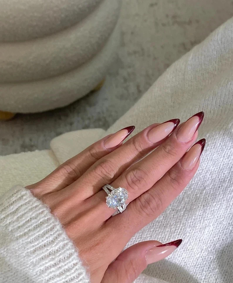 Wedding Oval Cut Diamond Ring IGI Lab Grown VVS 4.4 Carat 14k White Gold E F CVD
