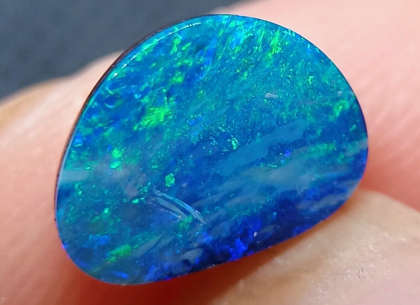 Australian Black Opal Doublet 1.60ct Lighting Ridge Excellent Blue color TOP cut