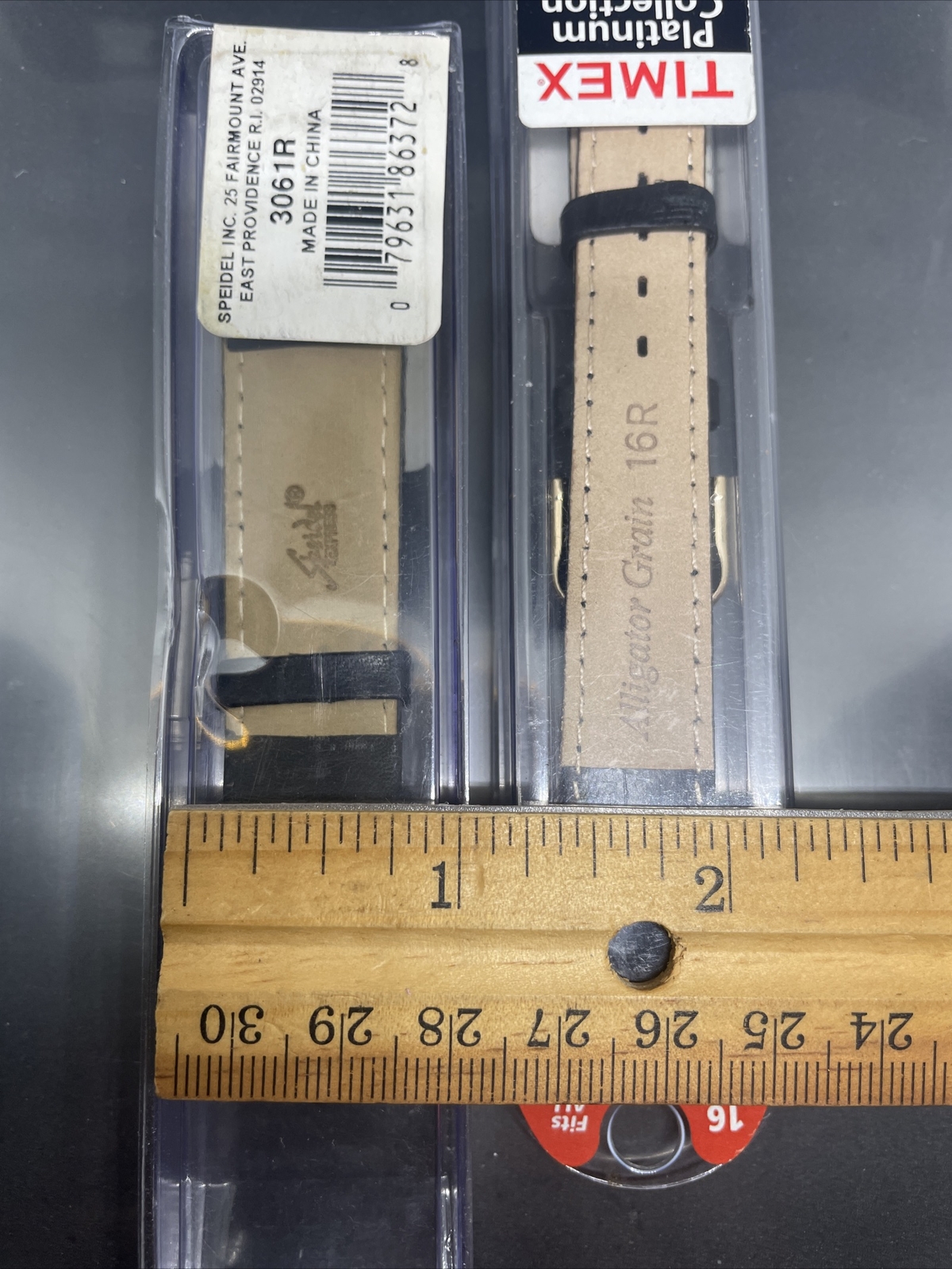 Vintage Timex ( Leather) And Speidel (calf Skin) Black Watch Straps NIB READ