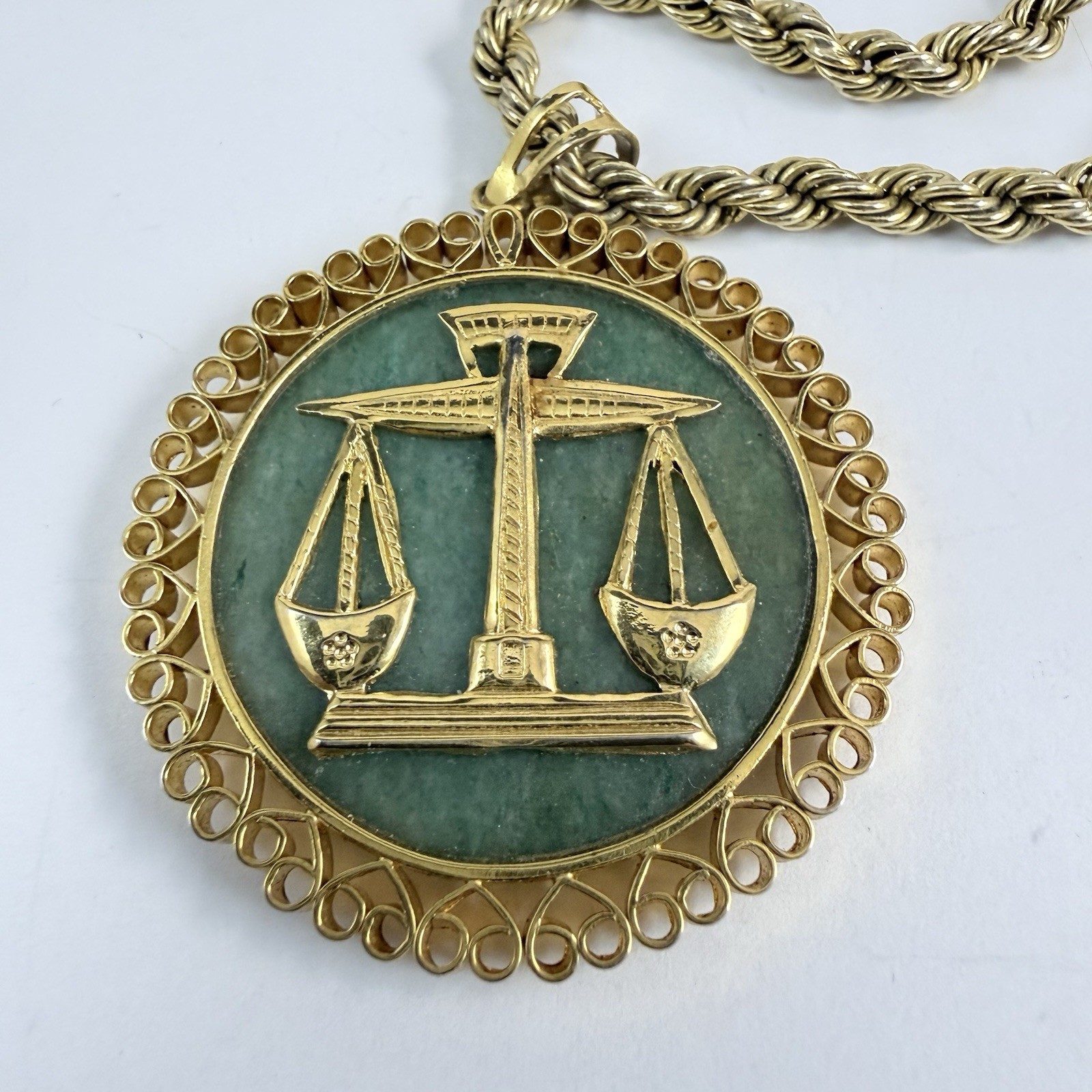 Astrological Symbol LIBRA Double Sided Dragon Pendant Necklace 22″