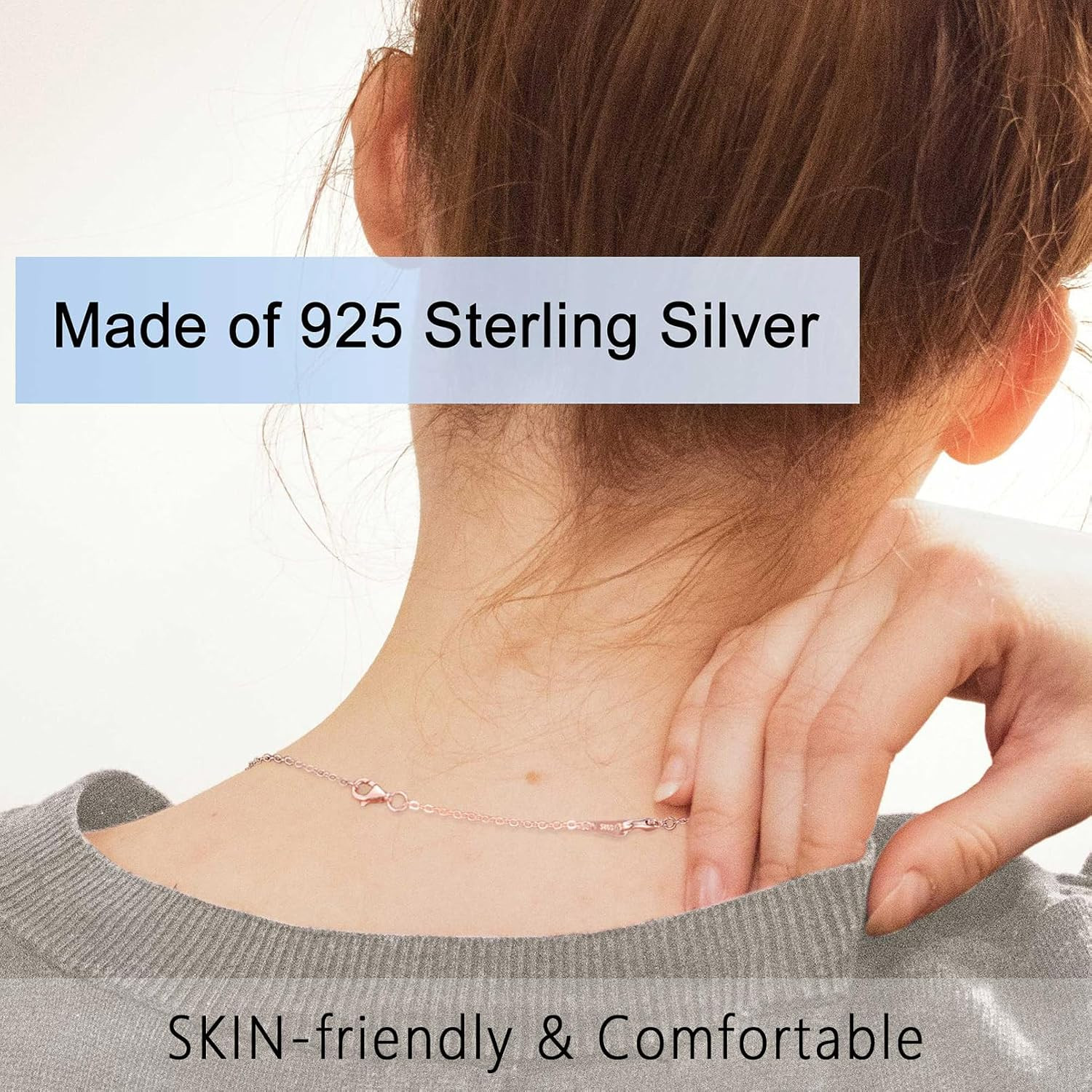 Rose Gold Necklace Extender for Women, Bracelet Anklets, 3+4 Inch | 925 Sterling