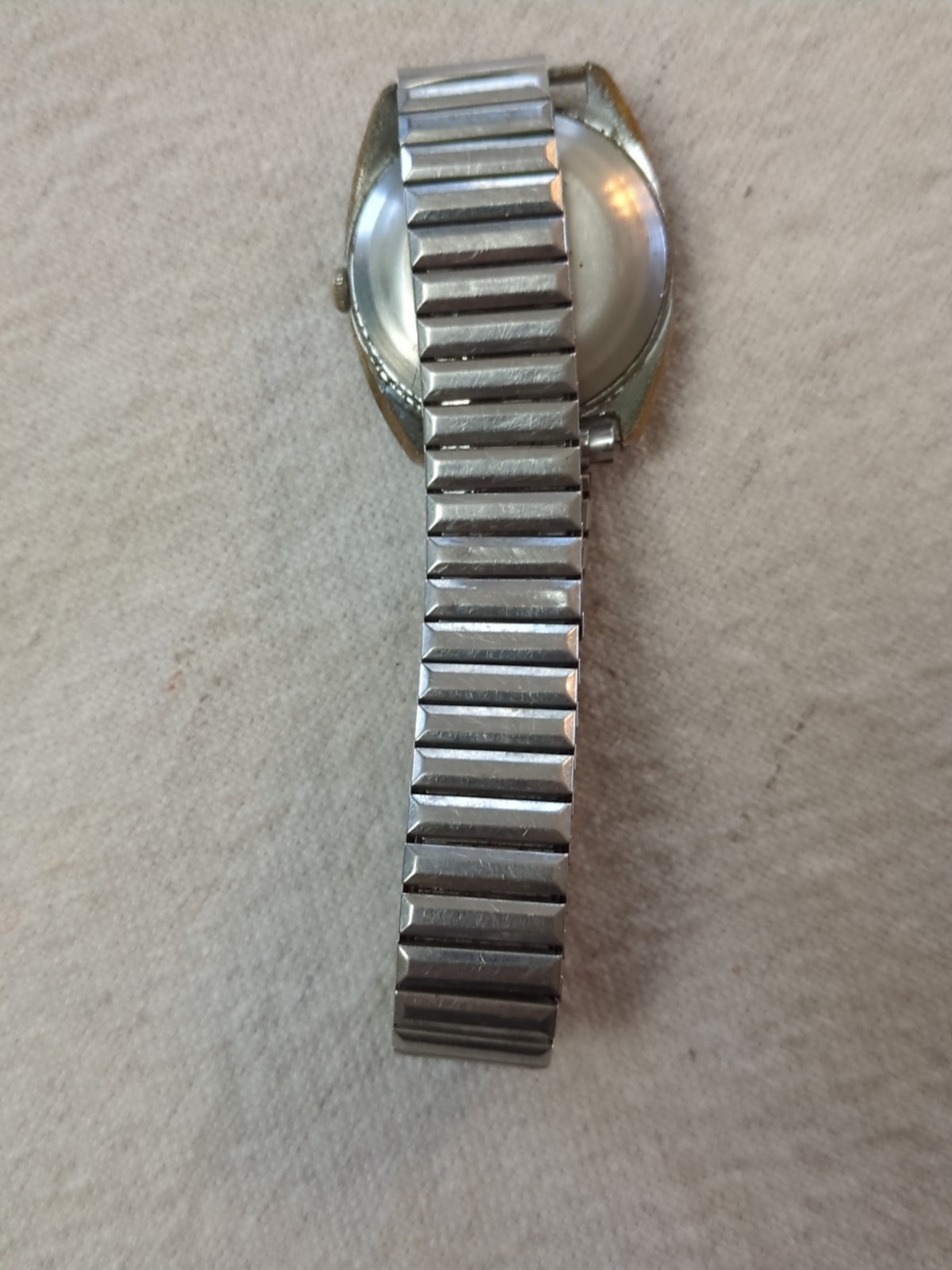 Rare Vintage Timex Self Wind Watch Marbled Dial. Speidel Stretch Band! Working!