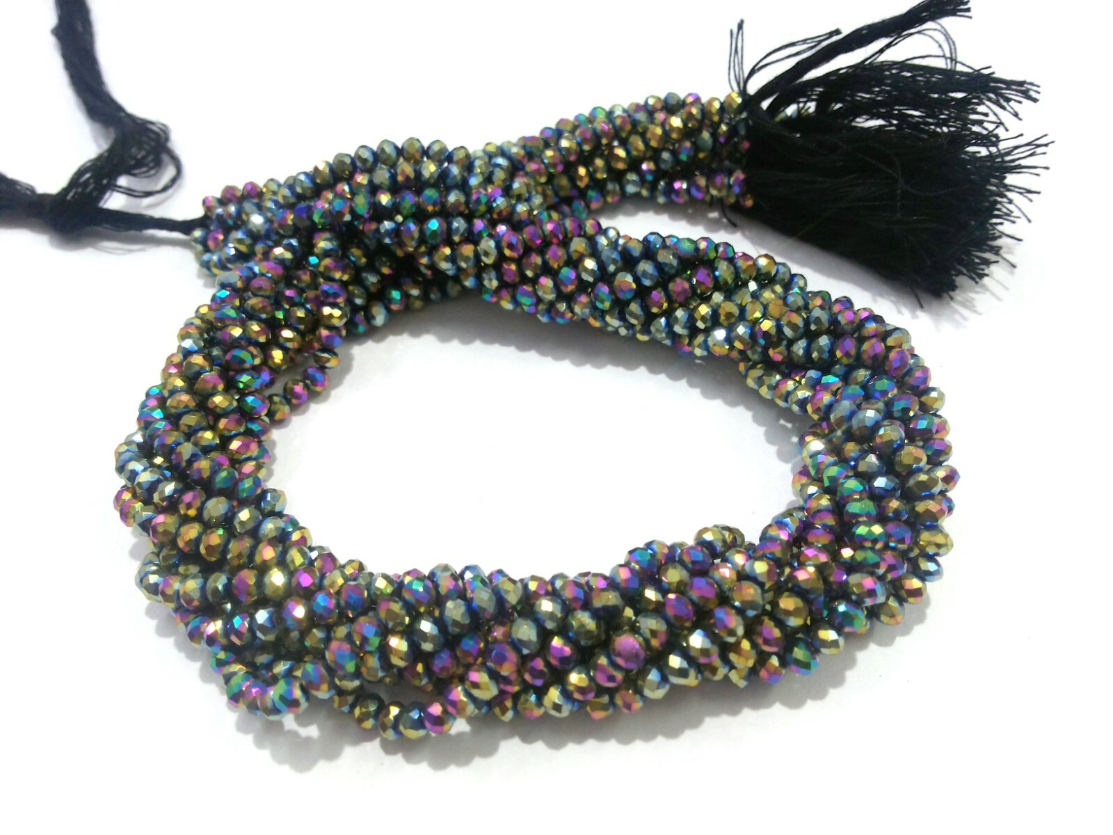 10 Strand Mystic Peacock Quartz Rondelle Faceted 3-4mm Loose Beads 12″inch