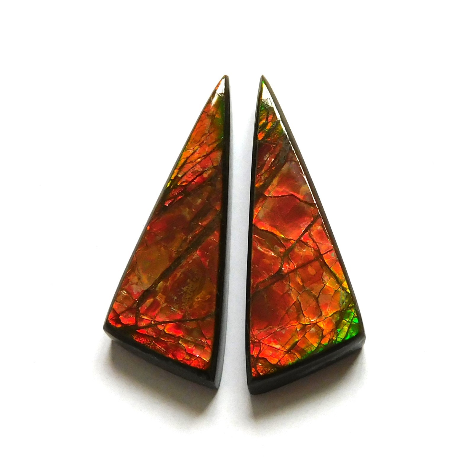 22.20 Cts Natural Ammolite (28.7mmx10.2mm each) Loose Cabochon Match Pair CD14