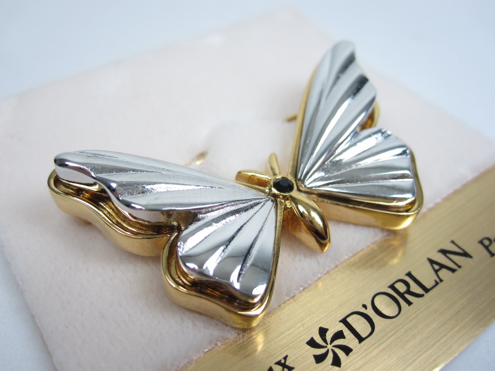 D’Orlan Gold & Rhodium Plated Butterfly Brooch with Swarovski Crystals – 7737